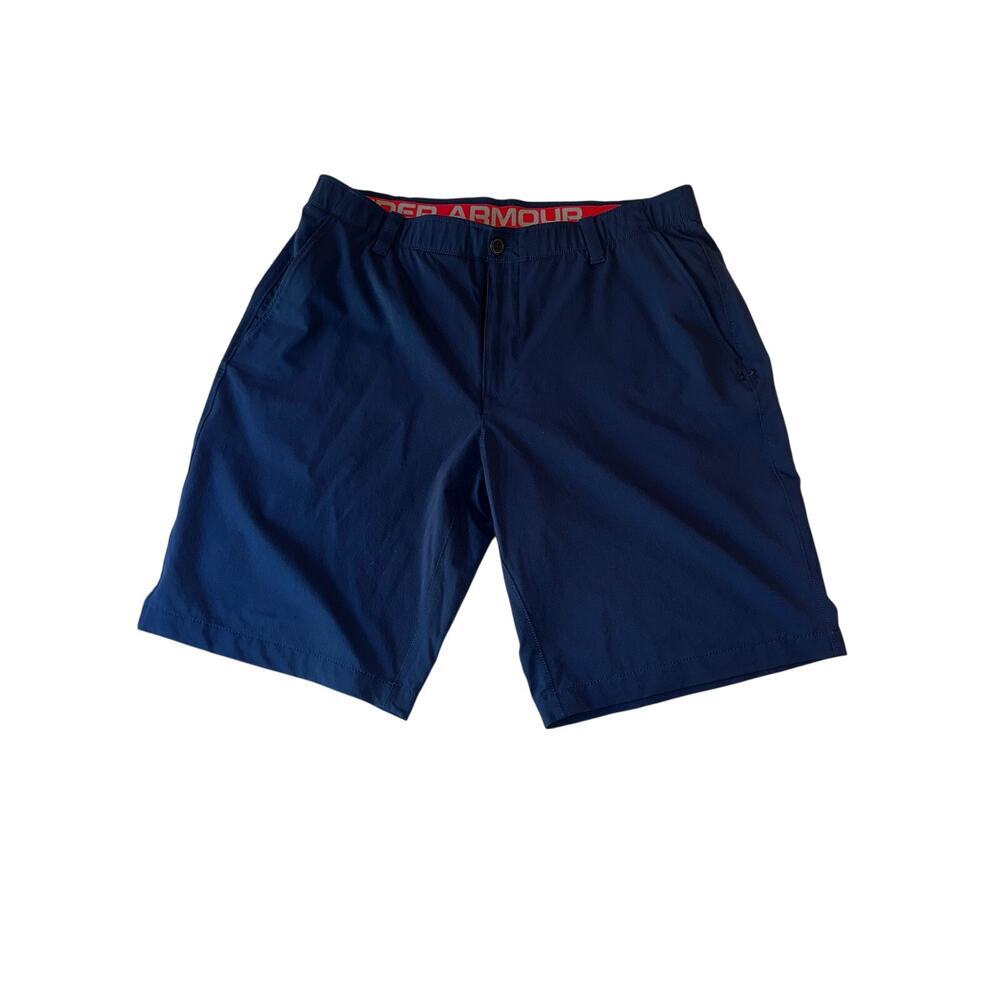 Under Armour HeatGear Golf Shorts Men’s 38 Navy Blue Stretch Performance Chino